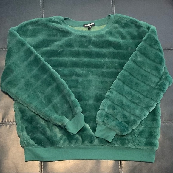 💥 Steve Madden XL Green Plush Fuzzy Sweater Top - Picture 1 of 14